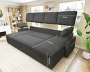 VanAcc Sleeper Sofa, 110 inch Oversize - 2 in 1 Pull Out Bed, Sectional Sleeper Sofa with Double Storage Chaise for Living Room, Grey Boucle Couch by CozyNest Decor