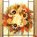 Fall Wreaths for Front Door Decor - Walasis 20 Inch Thanksgiving Wreath with Maple Leaves White Pumpkin Daisy Sunflower Wreath Autumn Harvest Decorations for Table Front Porch by CozyNest Decor