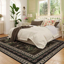 5x7 Area Rugs Impressionist-Style Vintage Washable Area Rug Non Slip Low Pile Large Rugs for Living Room Bedroom Farmhouse Dining Room Kids Playroom, Black by TinyTreasures Baby Boutique