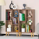5 Cube Small Bookshelf,3 Tier Mid-Century Modern Bookcase with Legs,Wood Kids Bookshelves Storage Organizer Shelf,Free Standing Narrow Book Shelves,Oak Grey Corner Bookcases for Bedroom,Living Room by CozyNest Decor