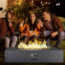 COSIEST 56 x 28 inch Outdoor Propane Fire Pit Coffee Table w Concrete Rectangle Base, CSA Certified, 50,000 BTU, Free Lava Rocks and RainCover, Fits 20lb Tank Outside, Wind Guard, Tank Cover, Gray by GreenHaven Gardens