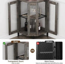Corner Bar Cabinet with Power Outlet, 5-Tier Corner Wine Cabinet with Led Strip and Glass Holder, Industrial Tall Liquor Cabinet Bar Wine Rack for Home, Grey Oak by CozyNest Decor