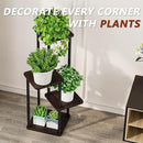 AZERPIAN Plant Stand 4 Tier Indoor Metal Flower Shelf for Multiple Plants Corner Tall Flower Holders for Patio Garden Living Room Balcony Bedroom, Black oak by GreenHaven Gardens
