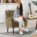 Modern Accent Chair, Upholstered Armchair with Pillow, Fabric Single Sofa Chair with Lounge Seat and Wood Legs Accent Chair for Living Room Bedroom Small Spaces (Avocado, Set of 1) by CozyNest Decor