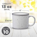 DISCOUNT PROMOS Ceramic Campfire Coffee Mugs 13 oz. Set of 10, Bulk Pack - Perfect for Tea, Espresso, Cappuccino, Hot Cocoa - White by TinyTreasures Baby Boutique