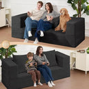 Folding Bean Bag Chair for Adults,3-in-1 Bean Bag Couch Faux Fur Floor Sofa Large Beanbag Convertible Bean Bag Sofa Bed with Pillow in Bedroom,Living Room,Apartment(Queen,Black) by CozyNest Decor