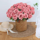 Pink Fake Roses Artificial Flowers - 10 Pcs Fake Artificial Roses Silk Flowers with Stems for Home Wedding Hotel Office Centerpiece Decor（Dusty Pink） by CozyNest Decor