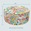 LVTXIII Inflatable Stool Ottoman Footrest with Handle, Decorative Fade-Resistant Foot Stool, Indoor or Outdoor Pouf for Home Patio Garden and Camping Use, D21 x W 21 x H9, Warm Paisley by CozyNest Decor