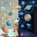 Watercolor Solar System Wall Decals, Glow in The Dark Stars, Kids Planets Sticker for Ceiling, Astronaut Wall Stickers for Bedroom（Blue） by TinyTreasures Baby Boutique