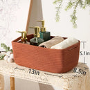 Small Storage Baskets for Organizing | Closet Organizer Bins | Shelf Toy Basket | Woven Rope Baskets | Cube Decorative Box | Shallow Basket | 13x8.5x5.1” | 4 Packs Oxide Red by GreenHaven Gardens