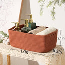 Small Storage Baskets for Organizing | Closet Organizer Bins | Shelf Toy Basket | Woven Rope Baskets | Cube Decorative Box | Shallow Basket | 13x8.5x5.1” | 4 Packs Oxide Red by TinyTreasures Baby Boutique