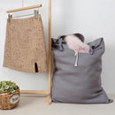 Linen Hanging Laundry Bag, Over The Door Laundry Hamper for Dirty Clothes, Drawstring Closure with Bottom Zipper, Gray by CozyNest Decor