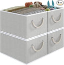 Closet Storage Bins, Linen Closet Organizers and Storage Basket for Shelves, Collapsible Shelf Baskets for Organizing Shelves, Bedroom Clothes Basket, Gray, 3 Pack by CozyNest Decor