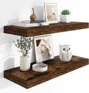 Heimlove 12" Deep Floating Shelves, 36 x 12 Inch Wall Mounted Long Floating Shelf with Invisible Brackets, for Home Decor, Bedroom, Kitchen, Living Room, Bathroom - 2 Pack, Rustic Brown by CozyNest Decor