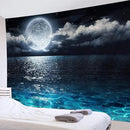 LB Blue Ocean Moon Tapestry White Cloud and Full Moon Over Ocean Tapestry Wall Hanging Fantasy Night Sky Wall Art for Bedroom Living Room Dorm Wall Decor,80 x 60 Inches by CozyNest Decor
