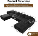 157.5" U Shaped Modern Sofa Modular Sectional Cloud Couch with 2 Ottoman,Deep Seat Upholstered Couches with Corduroy Fabric for Living Room Furniture,Bedroom and Apartment,No Assembly Required,Black by CozyNest Decor
