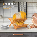 BAMBUSI Dish Drying Rack - Collapsible 2-Tier Bamboo Dish Rack for Kitchen Counter, Wooden Dish Drainer with Foldable Space-Saving Design - Drying Rack for Dishes, Plates, and Cups - Housewarming Gift by CozyNest Decor