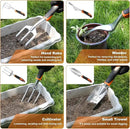 Garden Tool Set with Non Slip Rubber Grip,8 Piece Stainless Steel Gardening Tool Sets,Heavy Duty Outdoor Hand Tools Durable Storage Tote Bag,Uprooting Weeding Tool, Gifts for Women Men(Orange) by GreenHaven Gardens