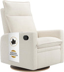 Jaymar Arya Modern Nursery Glider Recliner Chair – Cozy Nursing Chair with 360° Swivel for New Parents, Gentle Motion, Compact Design, High Back & Low Armrests, Canadian Made (Pearl/Puppy Fabric) by TinyTreasures Baby Boutique
