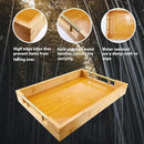 Bamboo Wood Serving Tray with Gold Polished Metal Handles, Decorative Tray Platter Coffee Table Tray Rectangular Wooden Breakfast Tray for Ottoman, Kitchen, Bedroom, Lap &Couch - 15x10.4 Inch by CozyNest Decor