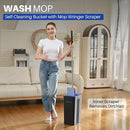 JOYMOOP Mop and Bucket with Wringer Set, Hands Free Flat Floor Mop and Bucket, with 4 Washable Microfiber Pads, Wet and Dry Use, Floor Cleaning System - Black+Red+Slate Blue by CozyNest Decor