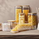 Square Glass Jars with Bamboo Lids [Muti Size Set of 5], Glass Canisters with Airtight Lids, Glass Food Storage Containers for Pasta, Cereal, Flour, Sugar, Best for Kitchen & Pantry by CozyNest Decor