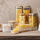 Square Glass Jars with Bamboo Lids 30 FL OZ [Set of 6], Glass Canisters with Airtight Lid, Glass Food Storage Container for Pasta, Flour, Sugar, Rice, Best for Kitchen & Pantry by CozyNest Decor