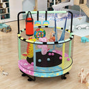 LAMERGE 55" 7-in-1 Round Trampoline for Kids Boys & Girls Ages 1-8, Indoor & Outdoor Trampoline for Fun, Adjustable Height Handrail ＆ Enclosed Safety Net ＆ Durable Designs for Toddlers Children by TinyTreasures Baby Boutique