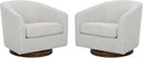 CHITA Swivel Accent Chair, FSC Certified Upholstered Fabric Barrel Chair for Living Room Set of 2, Fully Assembled, Ivory by CozyNest Decor