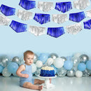 Royal Blue Silver Tassel Banner Metallic Fabric Pennant Bunting Flag for Graduation Birthday Retirement Bachelorette Engagement Wedding Bridal Shower Navy Nautical Ahoy Achor Party Decoration Supplies by GreenHaven Gardens