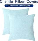 CaliTime Throw Pillow Covers Decorative 16 X 16 Inches Pack of 2 Cozy Chenille Cushion Cases for Couch Sofa Bed Living Room Home Light Blue Grey by CozyNest Decor