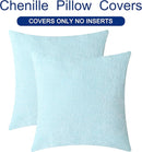 CaliTime Throw Pillow Covers Decorative 24 X 24 Inches Pack of 2 Cozy Chenille Cushion Cases for Couch Sofa Bed Living Room Home Light Blue Grey by CozyNest Decor