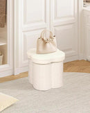 B FSOBEIIALEO Storage Ottoman Cube, Flowers Shaped Ottomans with Storage Foot Stool Footrest for Lving Room, Boucle Ottoman Seat for Dorm Room,Faux Teddy Fur, Cream White 12.6"x12.6"x12.6" by CozyNest Decor