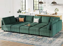 Belffin Large 15 Seat Modular Sectional Sofa with Storage Seat Corduroy Sleeper Sectional Sofa Bed Oversized Convertible Modular Couch for Living Room Green by CozyNest Decor