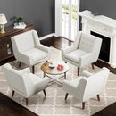 HUIMO Accent Chairs Set of 4, Upholstered Button Tufted Armchair, Linen Fabric Sofa Chairs for Bedroom, Living Room, Mid Century Modern Comfy Reading Chair (4, Beige) by CozyNest Decor