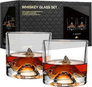 K2 Nepalese Heavy Crystal Whiskey Glasses Gift Set of 2, Thick Freezable Bourbon Glass 1lb Each, Premium Whiskey Gifts for Men, Frozen Crystal Chills Cocktails, 10 oz by CozyNest Decor