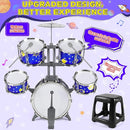 M SANMERSEN Upgraded Kids Jazz Drum Set Toddler Toy Drum Set with Stool, Plastic Rock Jazz Drum Kit Musical Toys Gift for Boys Girls 1-3 3-5 by TinyTreasures Baby Boutique
