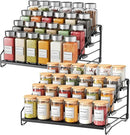 RCHYFEED Spice Rack Organizer for Cabinet Pantry,4 Tier Spice Rack Countertop,Tierd Spice Organization Easy Visibility, Depth Adjustable Seasoning Organizer for Cabinet (Black, 2Pack) by CozyNest Decor