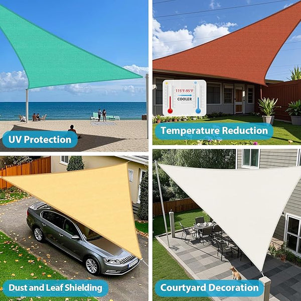 Amagenix Sun Shade Sail 8'X8'X8'Curved Edge Outdoor Shade Canopy Mixed Turquoise Breathable 95% UV Block Shade Cloth for Patio Garden Backyard (We Make Custom Size), photo 2 of 8
