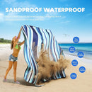 ZAZE Beach Blanket Picnic Blankets with Stakes, Thick 3-Layer 80*80 Oversized Waterproof Sandproof Compact Outdoor Mat, Big Extra Large Foldable Camping Park Vacation Travel Accessories(Blue Stripe) by TinyTreasures Baby Boutique
