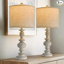 BOBOMOMO 24" Farmhouse Retro Table Lamp Set of 2, Traditional Resin Lamps for Living Room Bedroom, Vintage Bedroom Lamps with Linen Shades, Rustic Table Lamps for Living Room, Nursery, Office by CozyNest Decor
