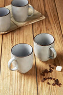 famiware Coffee Mugs Set of 4, Ocean Square 13oz Coffee Cup Set with Handle for Cocoa, Milk, Hot Chocolate, Tea, Water, Stoneware Cups for Kitchen, Microwave and Dishwasher Safe, Grey by CozyNest Decor