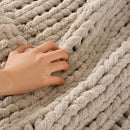 Esterra Chunky Knit Blanket Throw 50"x60", 100% Hand Knitted Chenille Throw Blanket, Cozy Soft Thick Cable Knit Throw Large Rope Knot Crochet Throw Blanket for Sofa Couch Bed, Linen Beige by CozyNest Decor