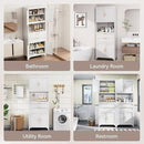75” Tall Kitchen Pantry Storage Cabinet, Metal Bathroom Storage Cabinet with 2 Drawers and Adjustable Shelves, Kitchen Pantry Cupboard, Freestanding Cupboard for Bathroom, Living Room (White) by CozyNest Decor