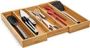 Purawood Kitchen Drawer Organizer, 2 Pack - Expandable Utensil Drawer Organizer for Kitchen, Cutlery Tray & Silverware Organizer, 3-5 Slots - Bamboo Organizer for Utensils & Flatware (Natural) by CozyNest Decor