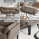 89” Futon Sofa Bed, Comfy Futon Couch Bed with 2 Square Pillows, Convertible Sleeper Sofa with Adjustable Backrest& Armrests, Modern Loveseat Sleeper for Living Room, Bedroom, Light Brown by CozyNest Decor
