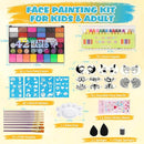 Face Painting Kit for Kids - 42 Colors Washable Face Paint Professional Face Paint Kit, with Brushes, Stencils, Palette, Gems, Crayon, Non-Toxic Body Makeup for Kids Halloween, Party, Birthday by TinyTreasures Baby Boutique