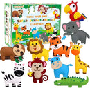 Safari Jungle Animals Sewing Kit Zoo Felt Animal DIY Crafts for Girls and Boys Educational Nursery Sewing for Kids Art Craft Kits for Beginners Set of 10 by TinyTreasures Baby Boutique