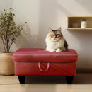 Ottoman Rectangular Storage Ottoman Bench, Faux Leather Footrest, Coffee Table, Stool Footstool with Hinged Lid for Living Room, Bedroom, Entryway, Red, 28.5"x19"x17.5" by CozyNest Decor