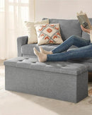 SONGMICS MAZIE Collection - 43 Inches Ottoman Storage Bench, 35 Gal. Folding Chest with Breathable Linen-Look Fabric, Load up to 660 lb, for Entryway, Living Room, Bedroom, Light Gray ULSF077G05 by CozyNest Decor